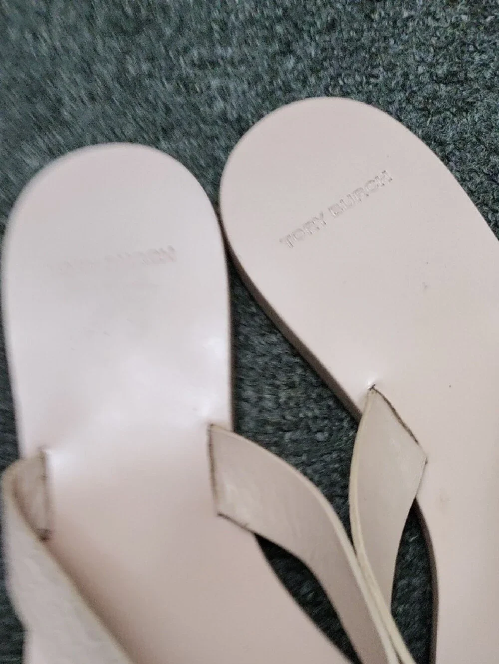 Tory Burch Light Pink Logo Leather Thong Sandals